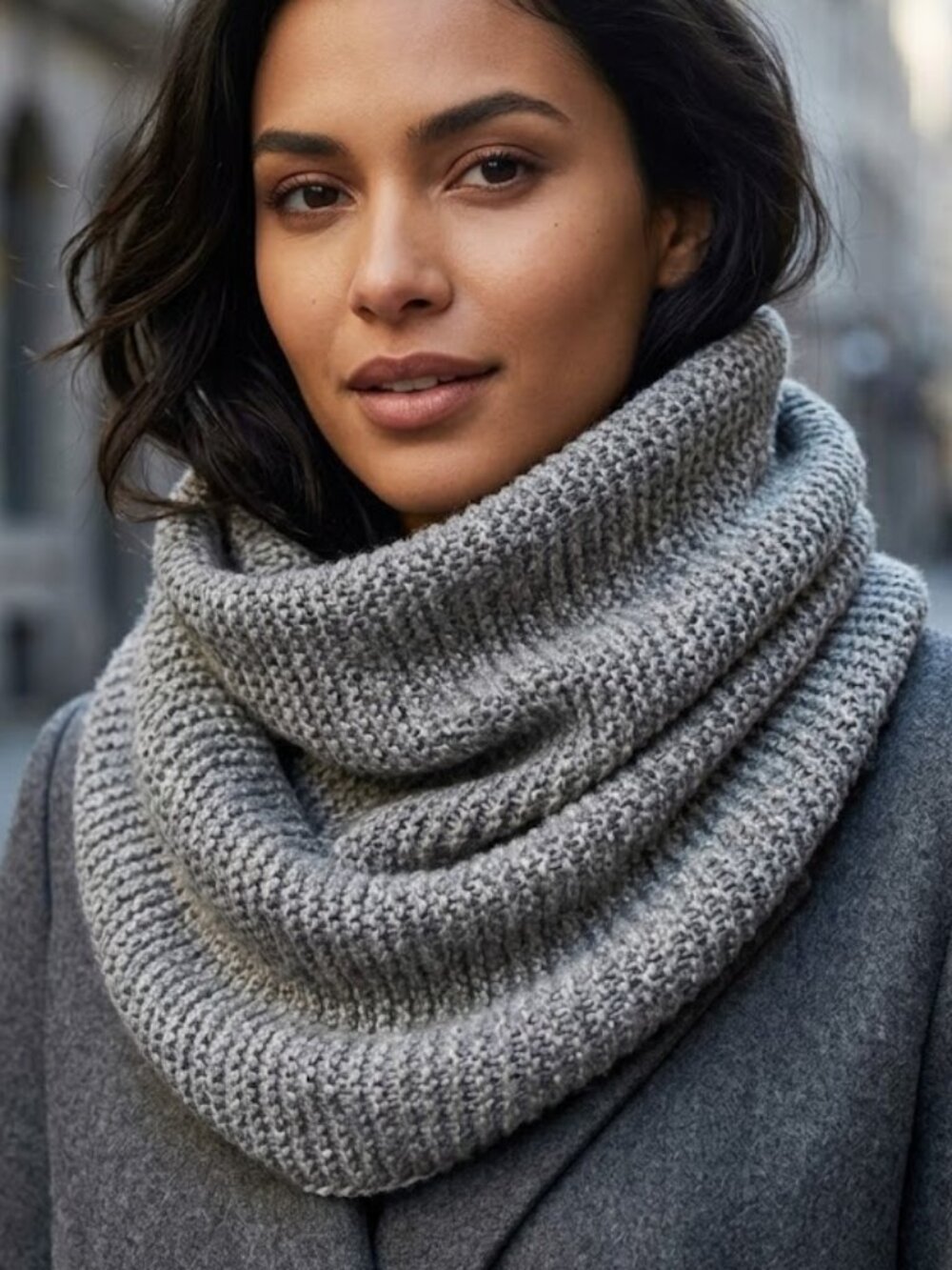 H&M Women’s Scarf Cable Knit Infinity Grey OneSize 21 1/2-in